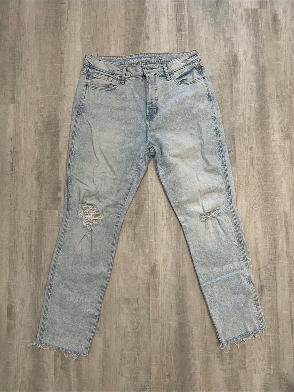 Old Navy Light Blue Distressed Wide Leg Jeans